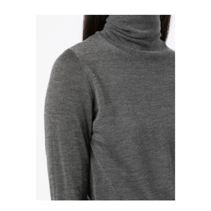 Anthracite Grey Cashmere-Silk Blend Knitted Roll Neck Long Sleeves