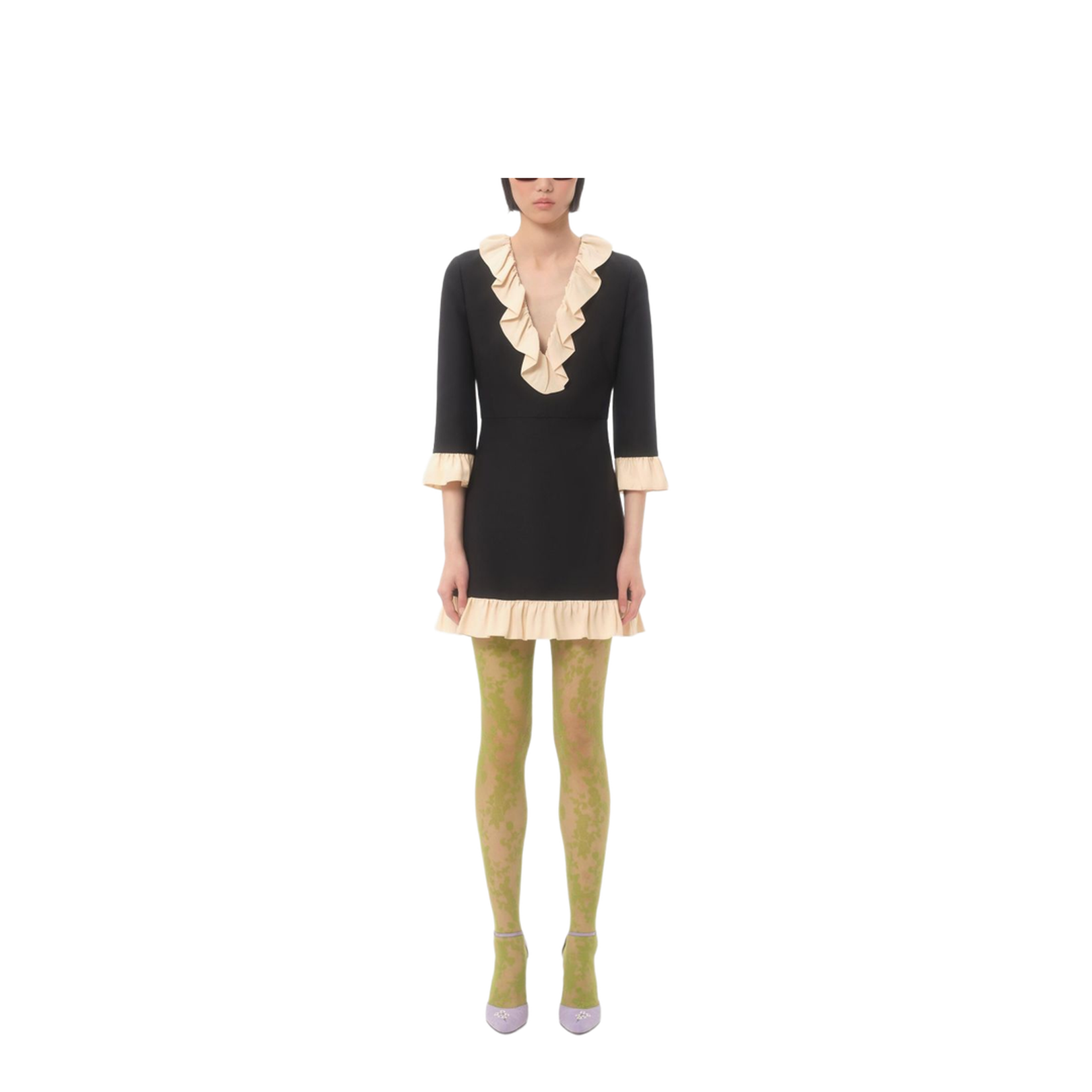 Ruffle-Trim Wool and Silk Mini Dress