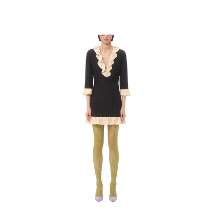 Ruffle-Trim Wool and Silk Mini Dress