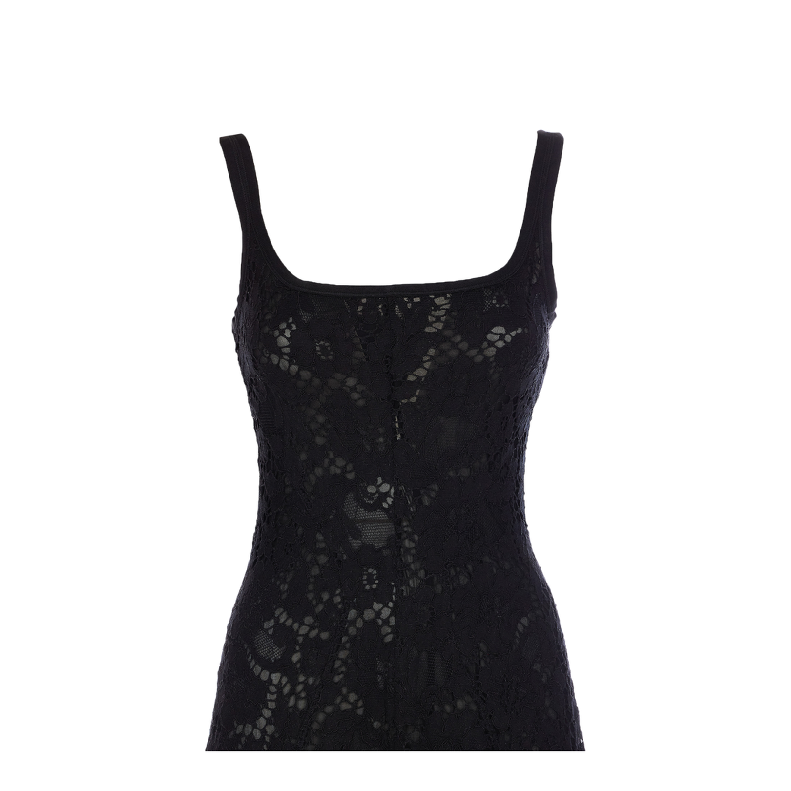 Floral Print Lace Dress - Black