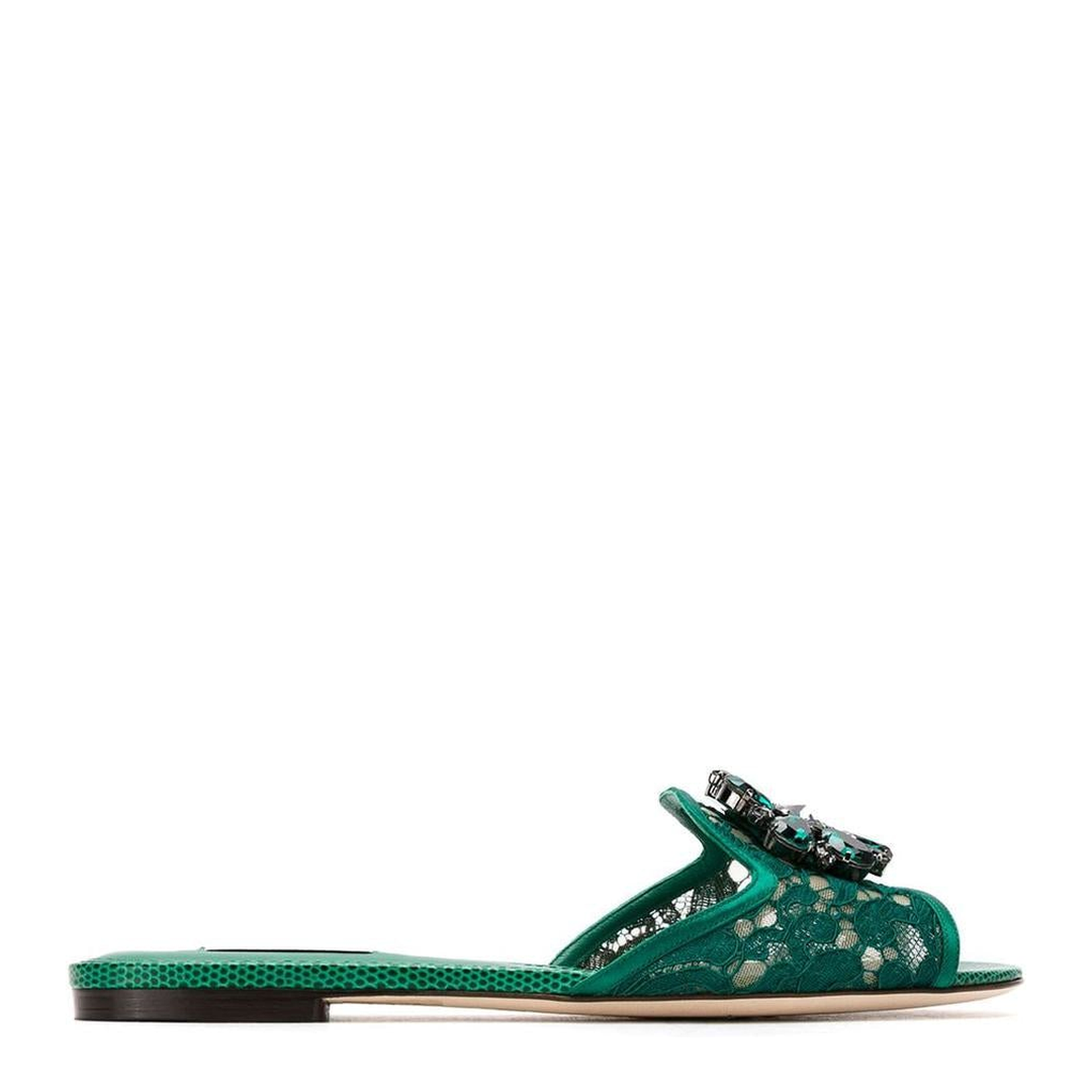 Emerald Green Crystal Lace Sandals