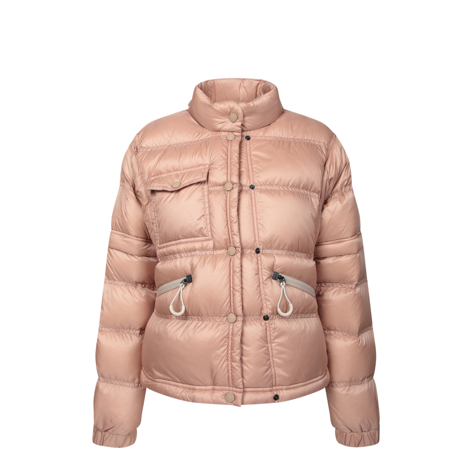 Quilted High Collar Zippered Pockets Jacket