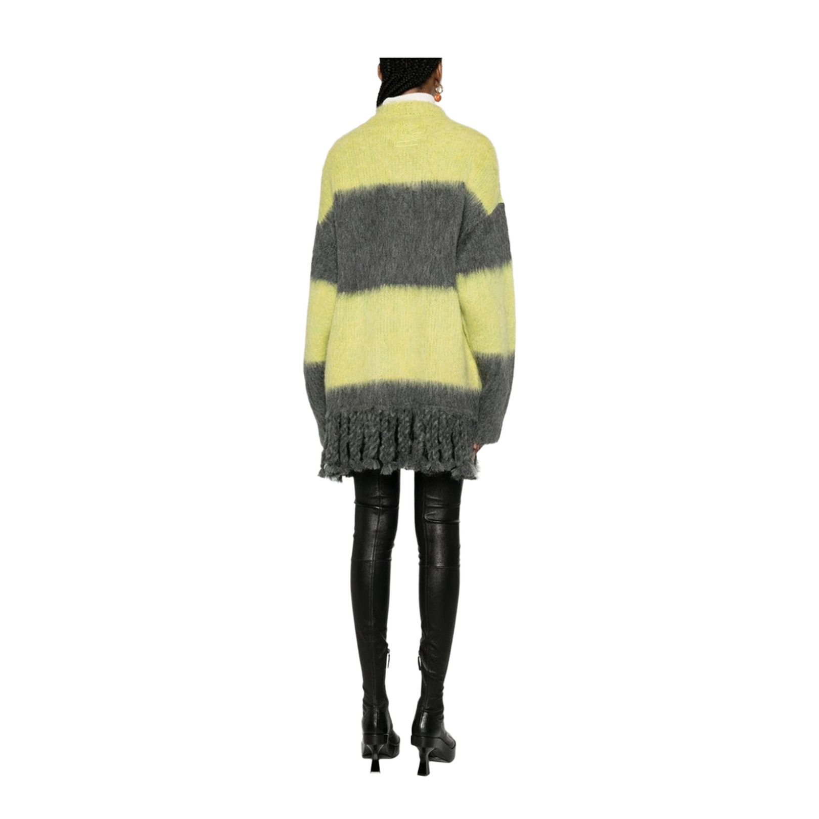 Striped Fringed Wool Cardigan