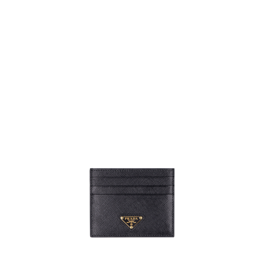 Saffiano Leather Cardholder, Gold Hardware