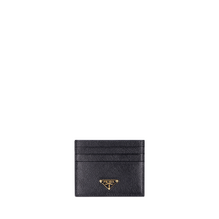 Saffiano Leather Cardholder, Gold Hardware