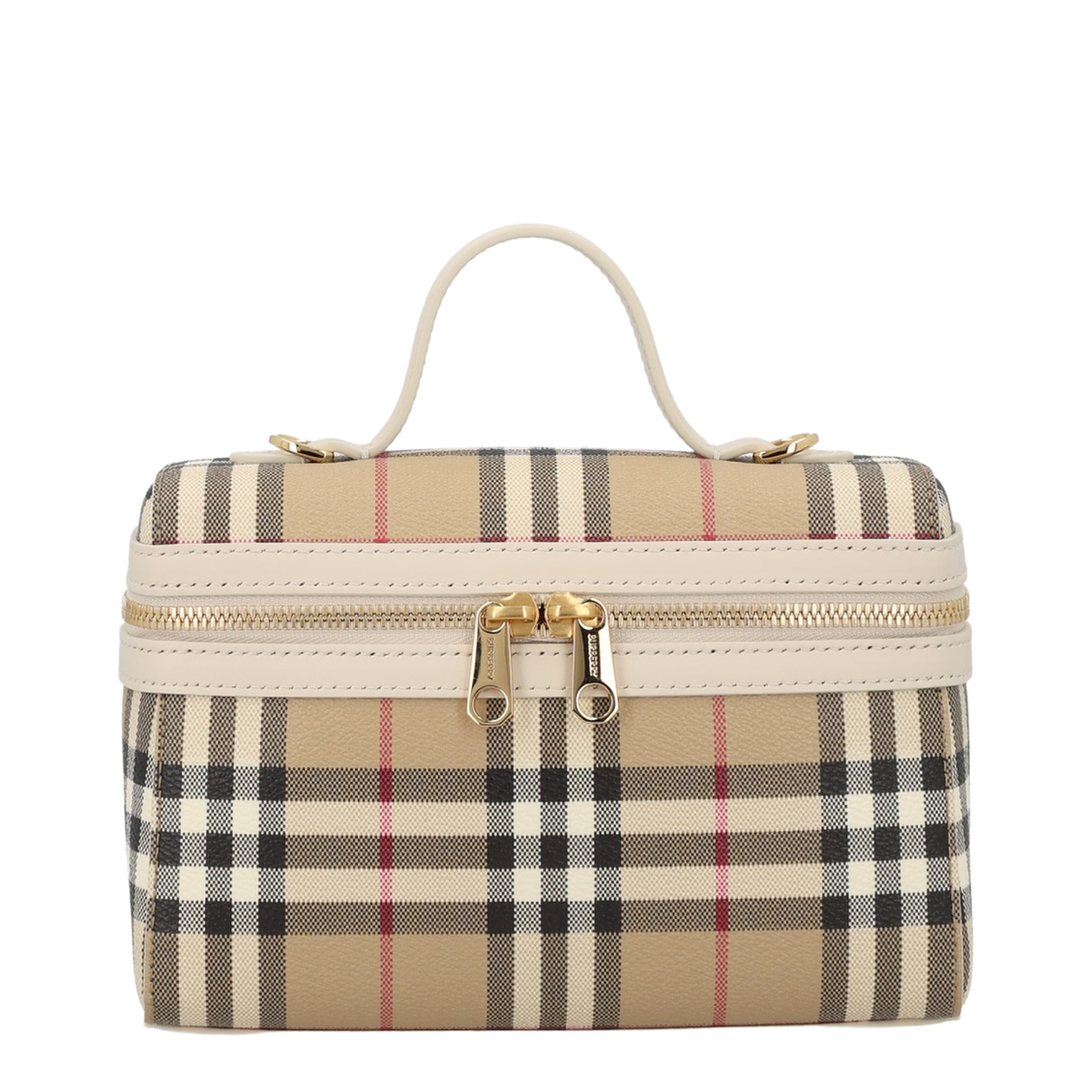 Check Coated PU Vanity Bag - Archive beige/soap beige