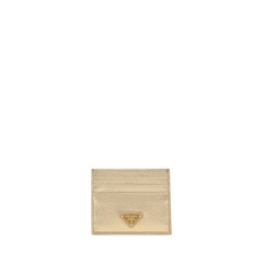 Saffiano Leather Cardholder, Gold Hardware