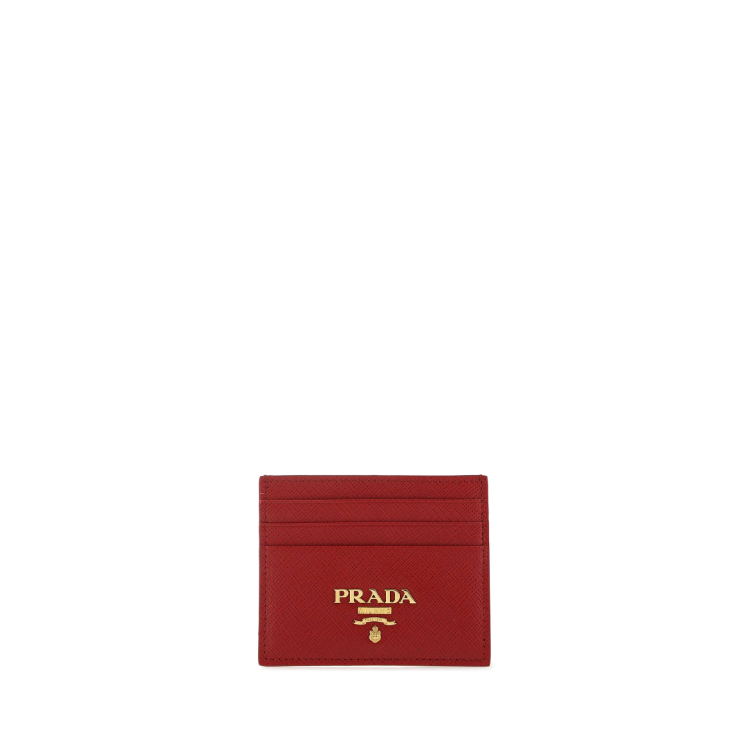 Saffiano Leather Cardholder, Gold Hardware