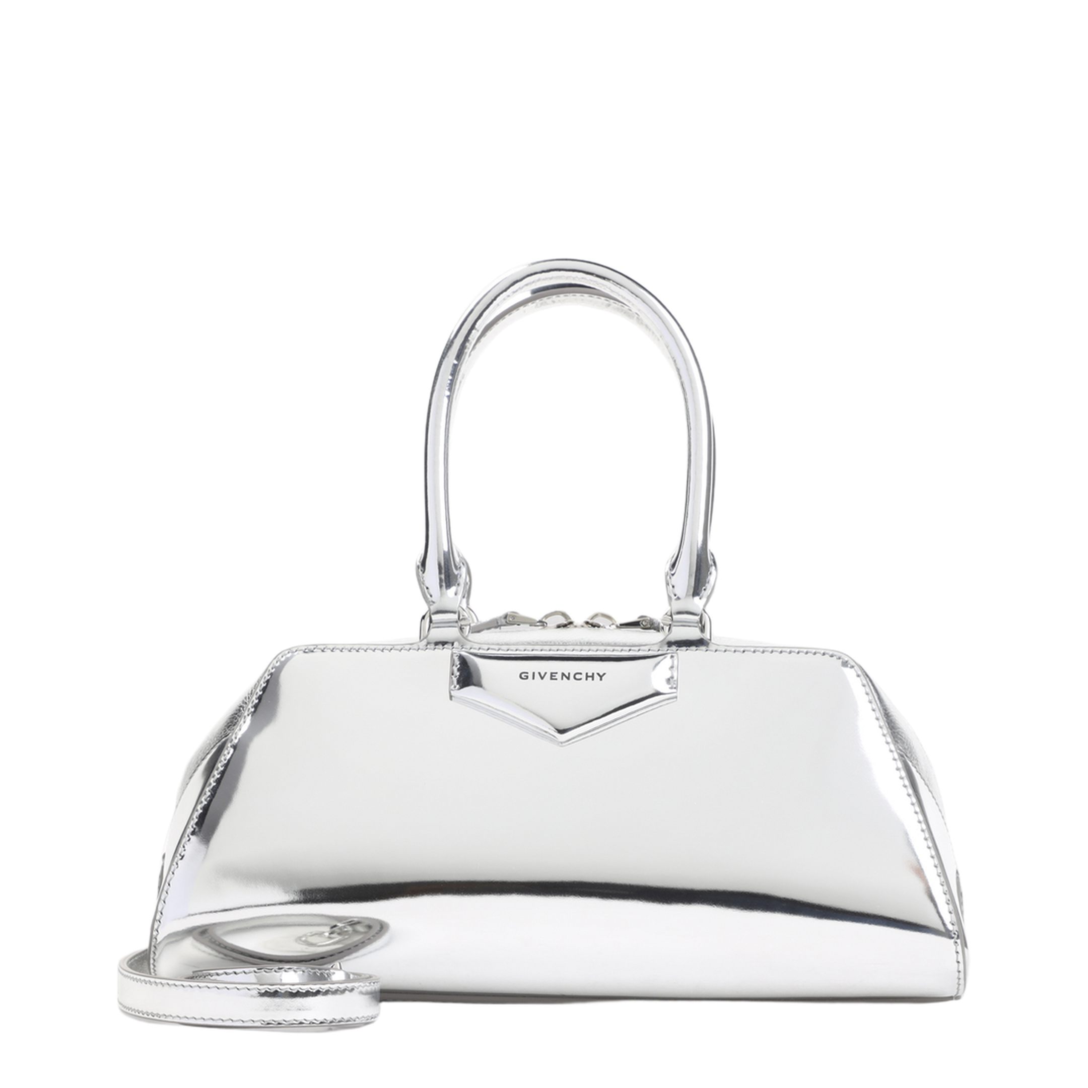 Small Antigona East-West Bag in Laminated Leather