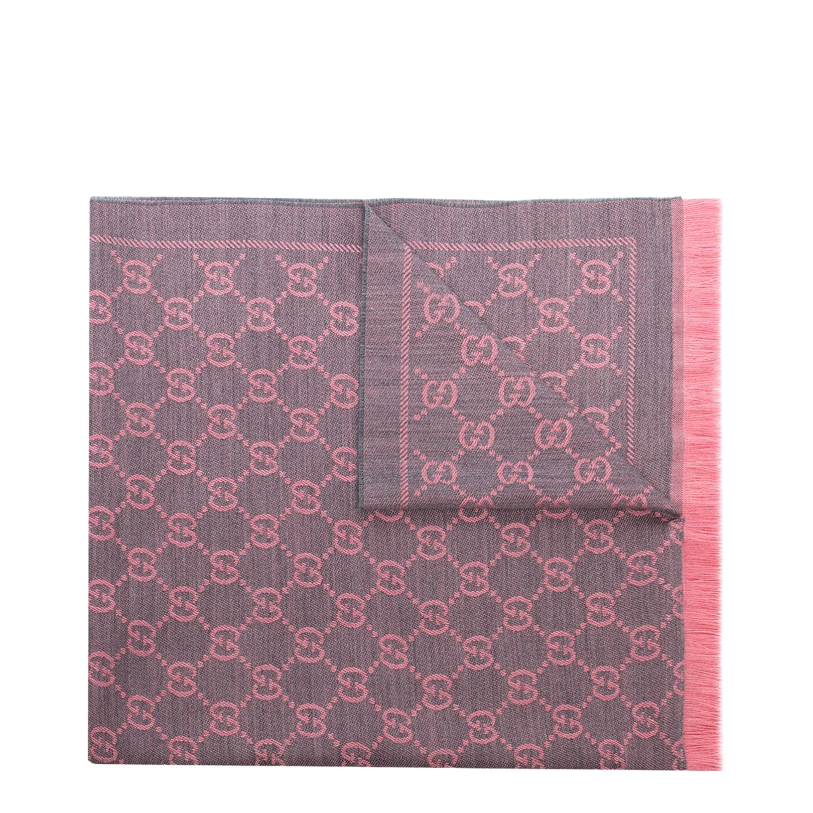 Graphite GG Jacquard Pattern Knitted Scarf