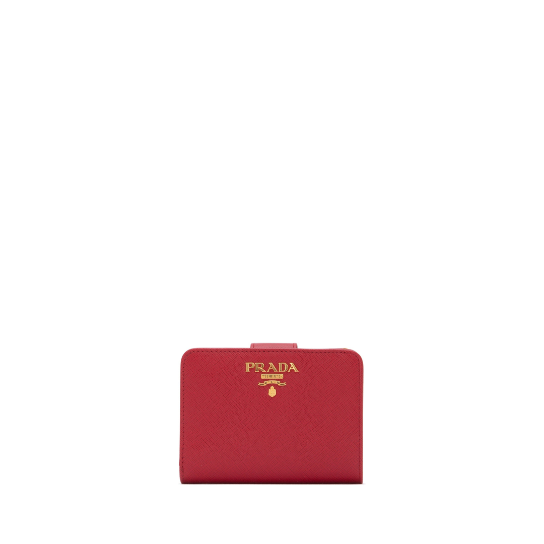 Saffiano Leather Cardholder, Gold Hardware