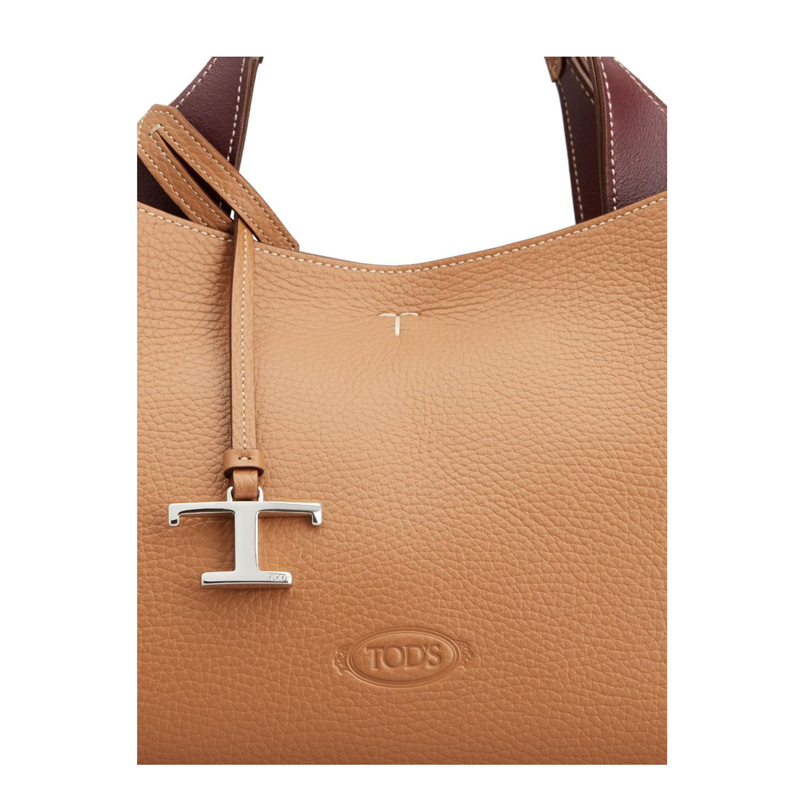 Light Brown Calfskin Mini Handbag with 2 Handles and Shoulder Strap