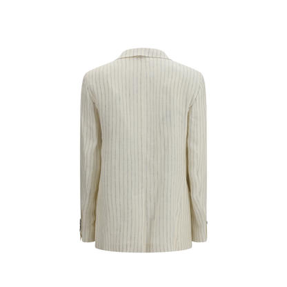 MAYFEYR -  - Single Breasted Pinstriped Linen Blazer - 2616041012600001
