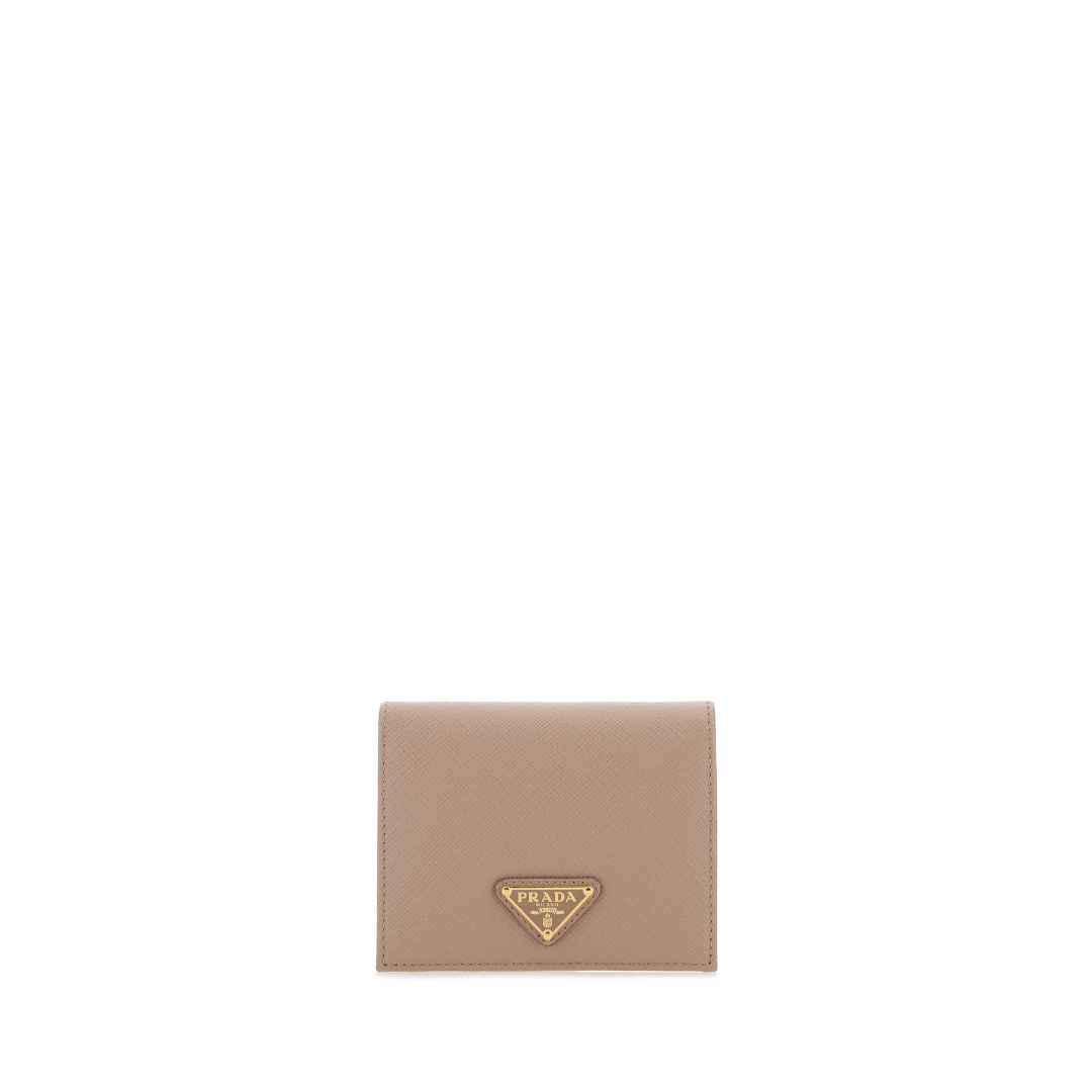 Saffiano Leather Cardholder, Gold Hardware