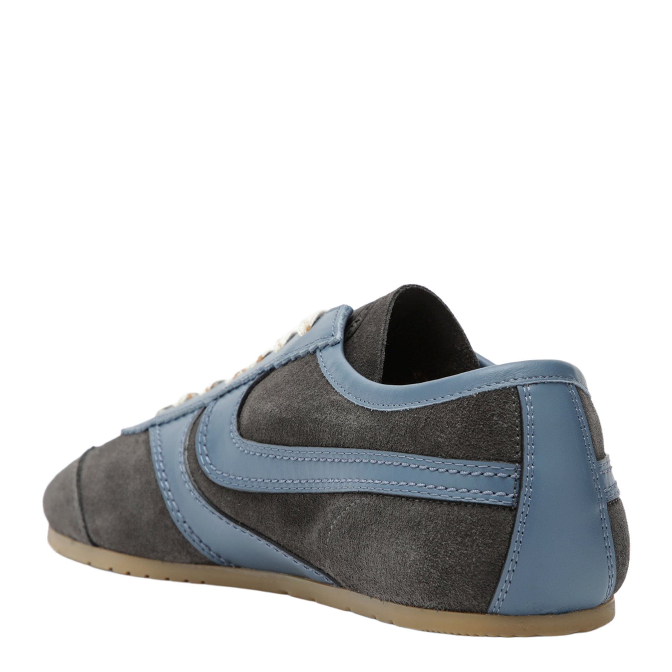 Steel Grey Leather and Suede Sneakers
