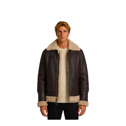 MAYFEYR - SCHOTT NYC - Cordovan Shearling Aviator Bomber - LC1259CORDOVAN