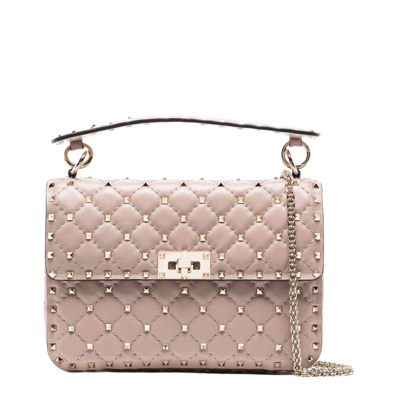 Medium Nappa Rockstud Spike Bag in Poudre