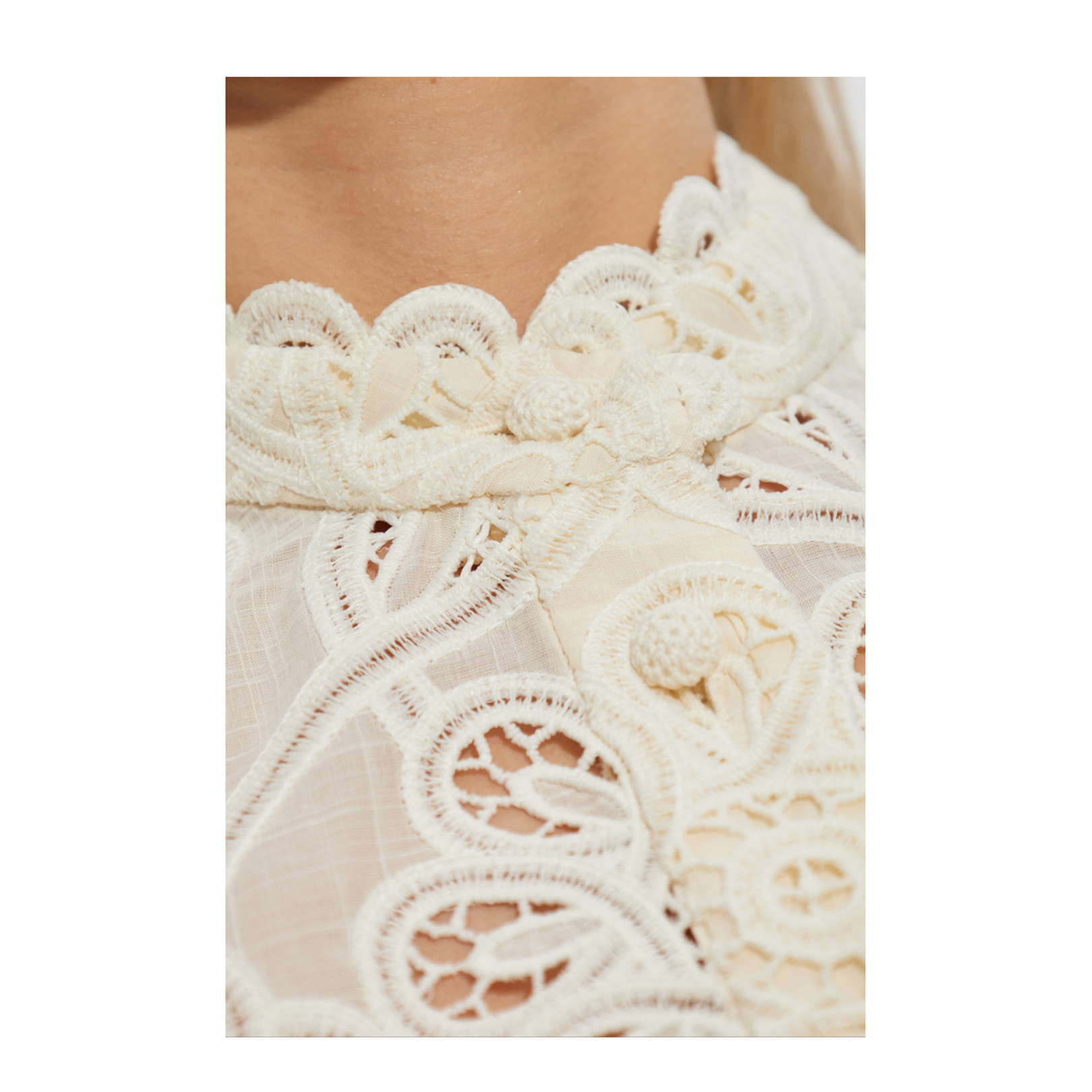 Openwork Shirt with a Stand-Up Collar