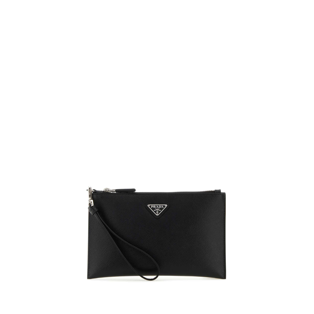 Saffiano Leather Clutch, Silver Hardware