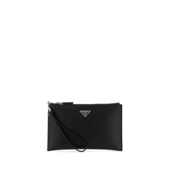 Saffiano Leather Clutch, Silver Hardware