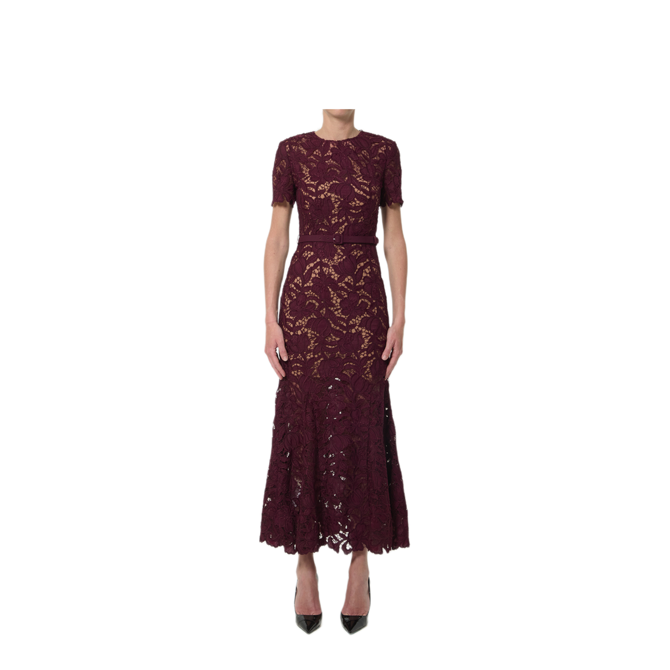 MAYFEYR - Self Portrait - Burgundy Lace Midi Dress - PF26107MBU