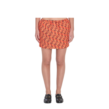 MAYFEYR - Gucci - Orange Printed Silk Skirt With Horsebit Motif - 832799ZAS9N7033