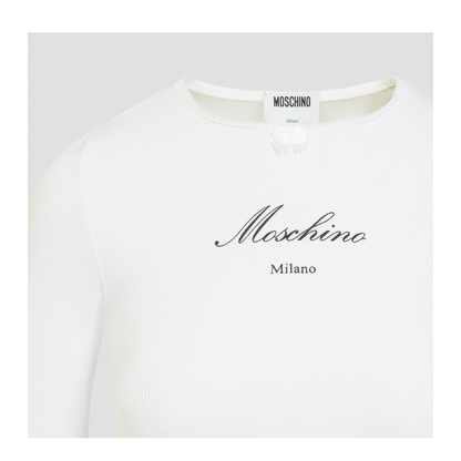 MAYFEYR - Moschino - White Long Sleeve Cotton T Shirt - 261E120305461001