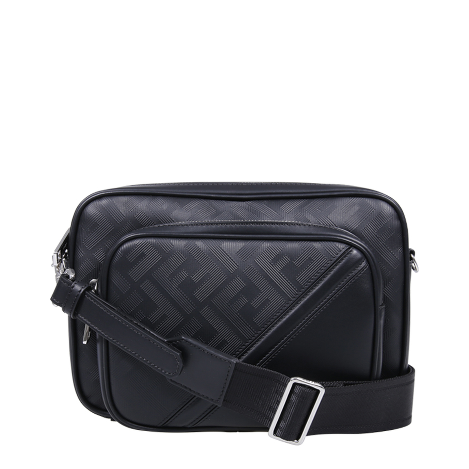 Diagonal Leather Crossbody Bags - Black