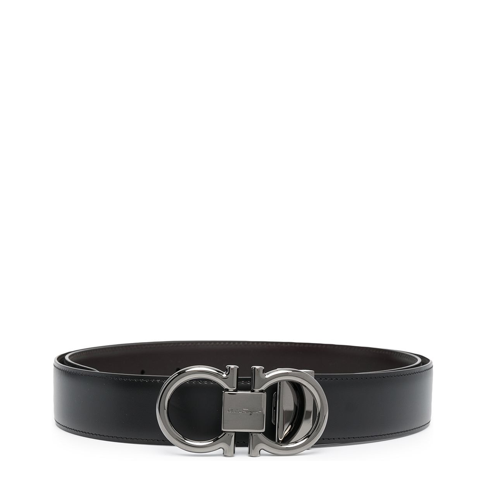 Leather Belt with Engraved Logo - Black