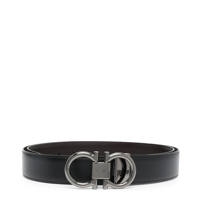 Leather Belt with Engraved Logo - Black