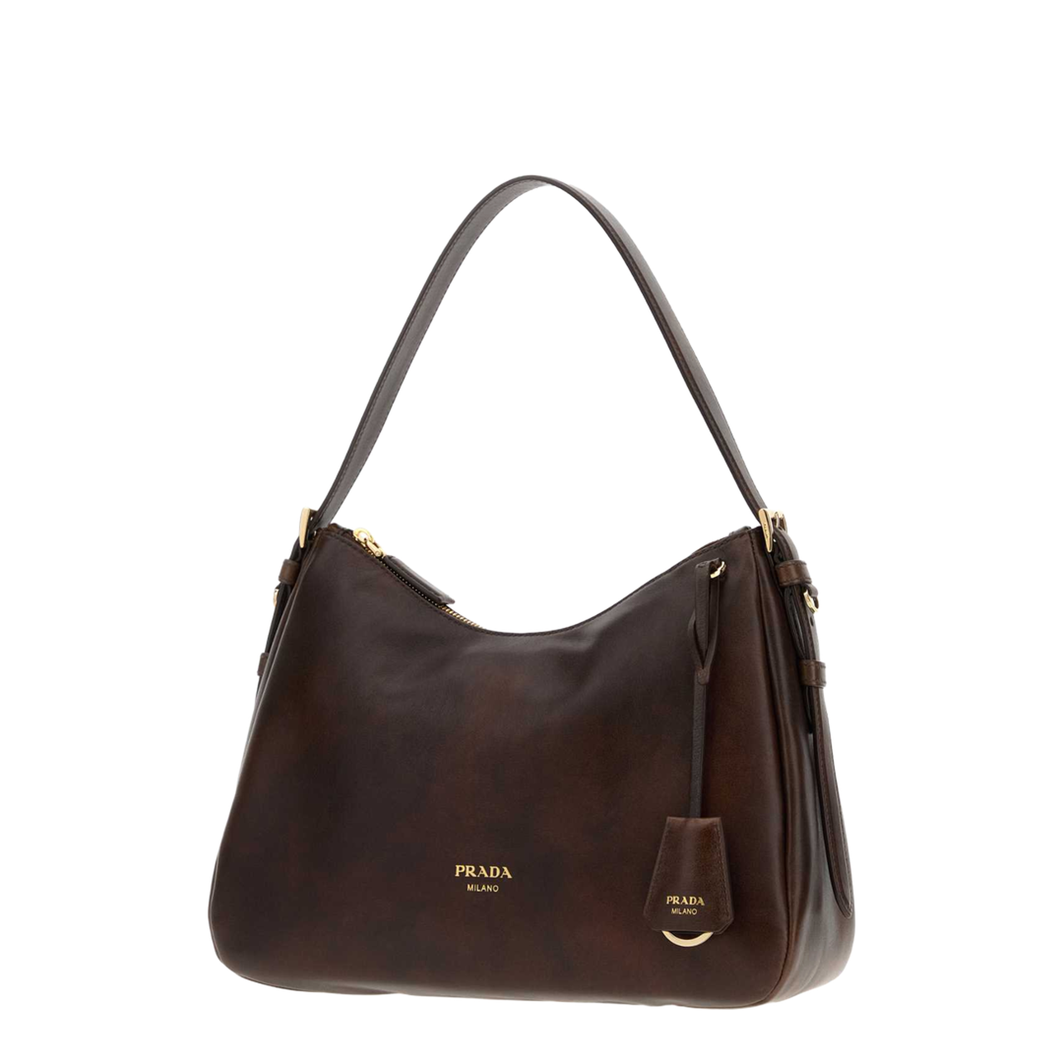 MAYFEYR - Prada - Dark Brown Leather Shoulder Bag - 1BC301VLEY2ZRNF0324
