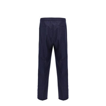 Leisure fit trousers in virgin wool flannel with drawstring and double darts
