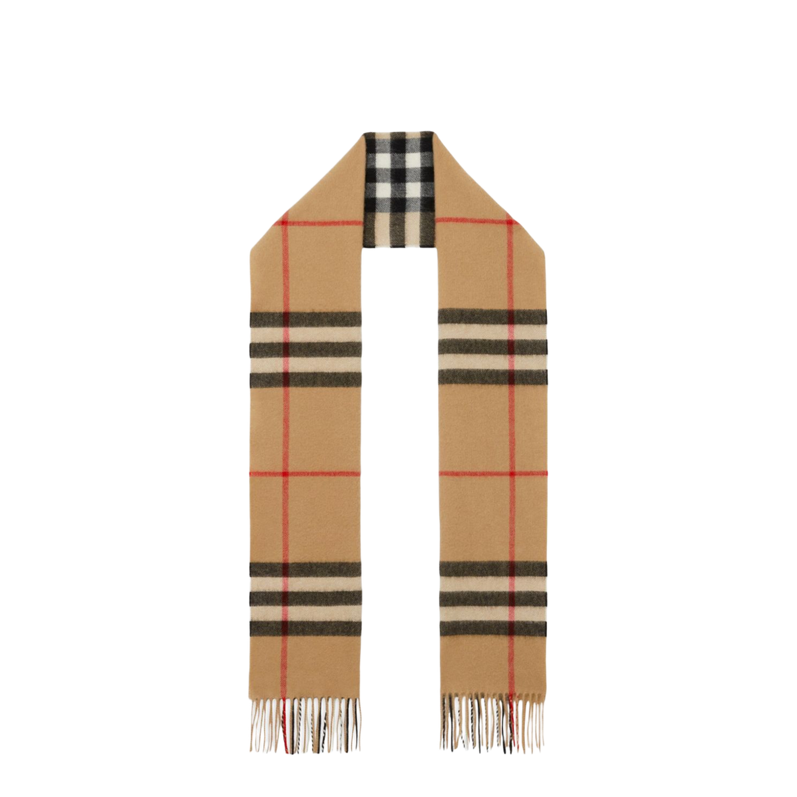 Giant Check Cashmere Scarf - Beige