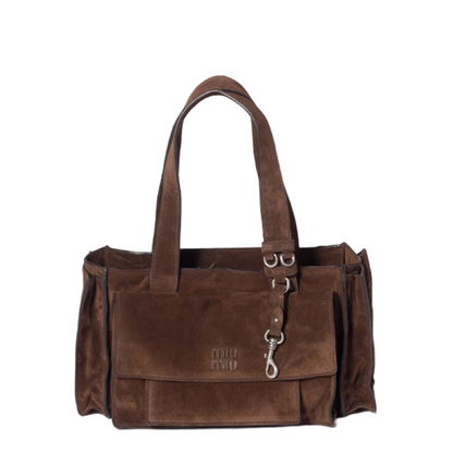 MAYFEYR - Miu Miu - Dark Brown Suede Utilitaire Shopping Bag - 5BG335VPOO2CSSF0003