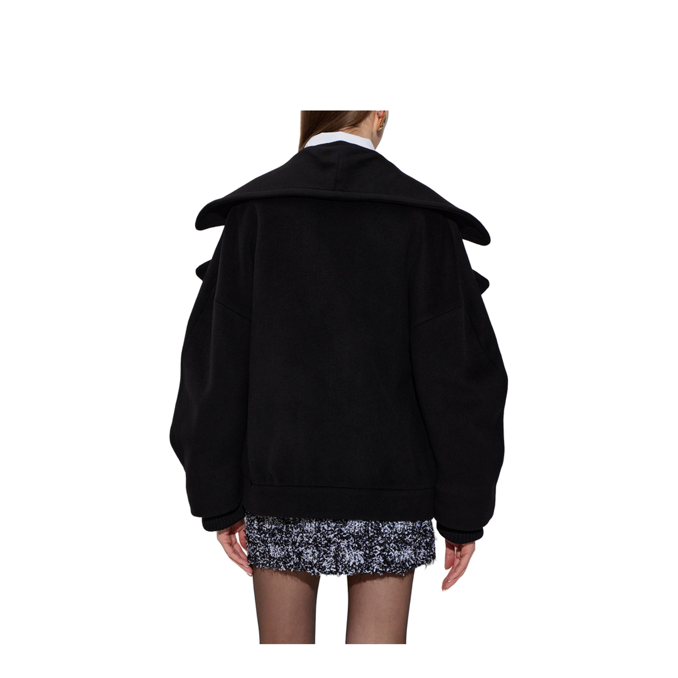 Wool 4 Buttons Pea Coat Black