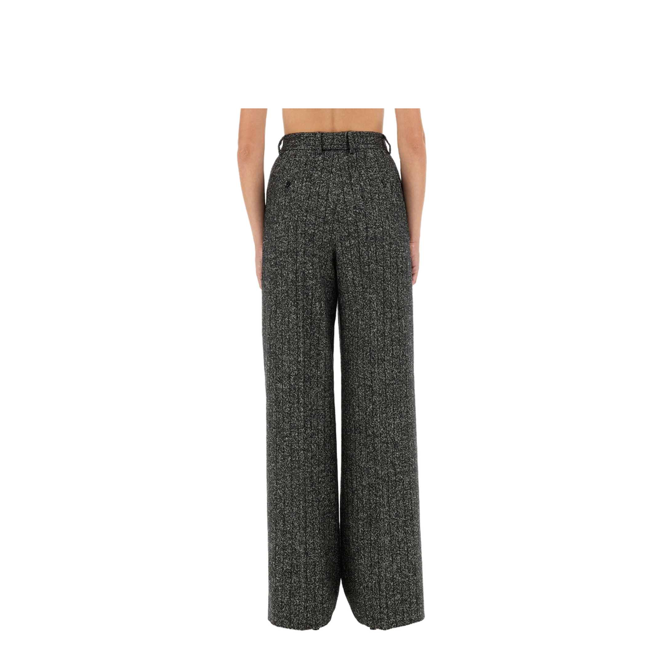 Wide Dark Grey Striped Trousers