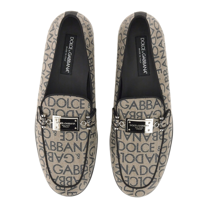 Loafers with all-over lettering logo print
