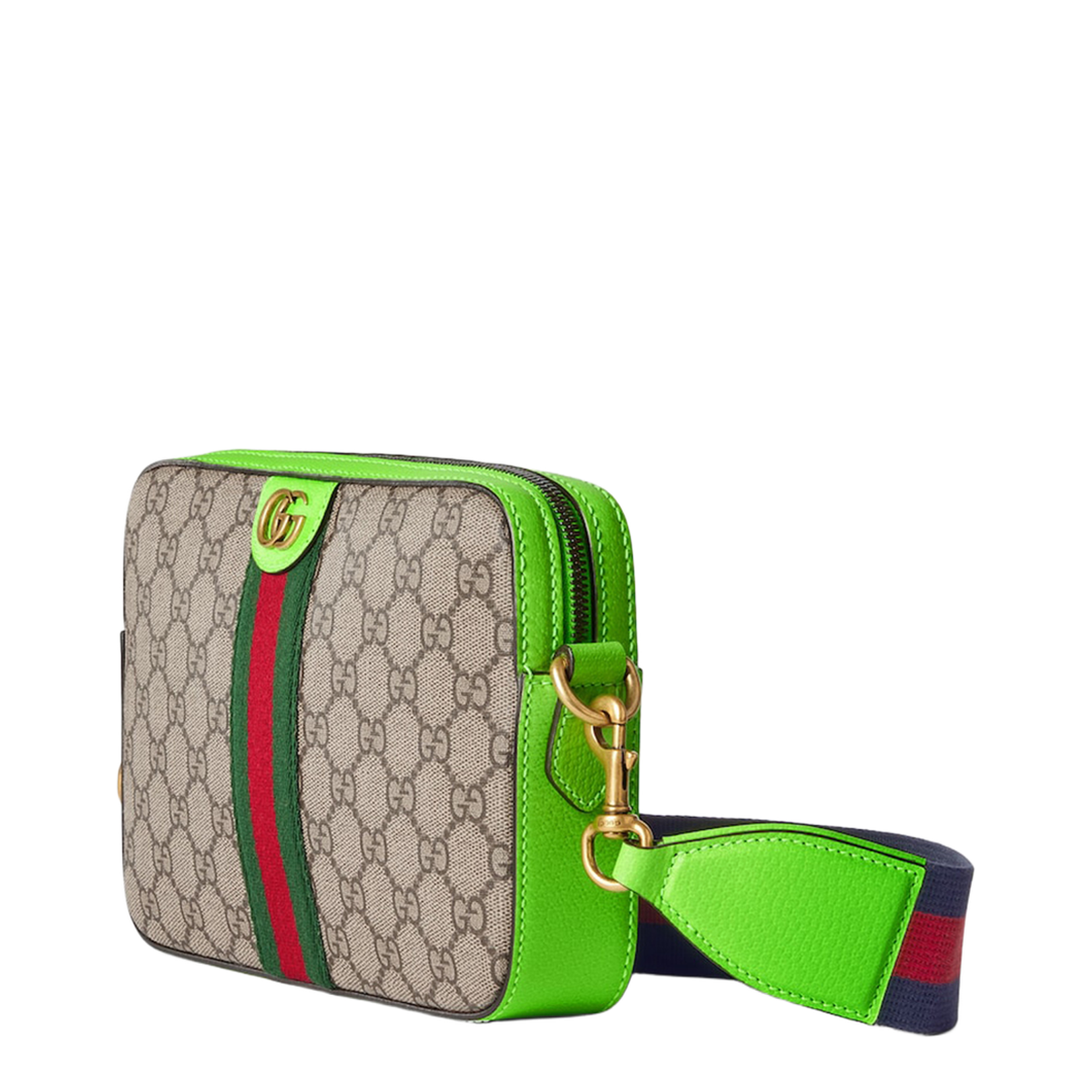 Ophidia Small Canvas Crossbody Bag - Green