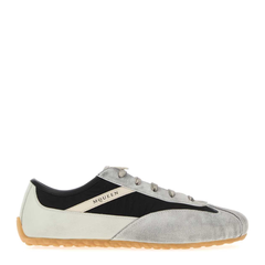 Two Tone Leather Fabric Sneakers
