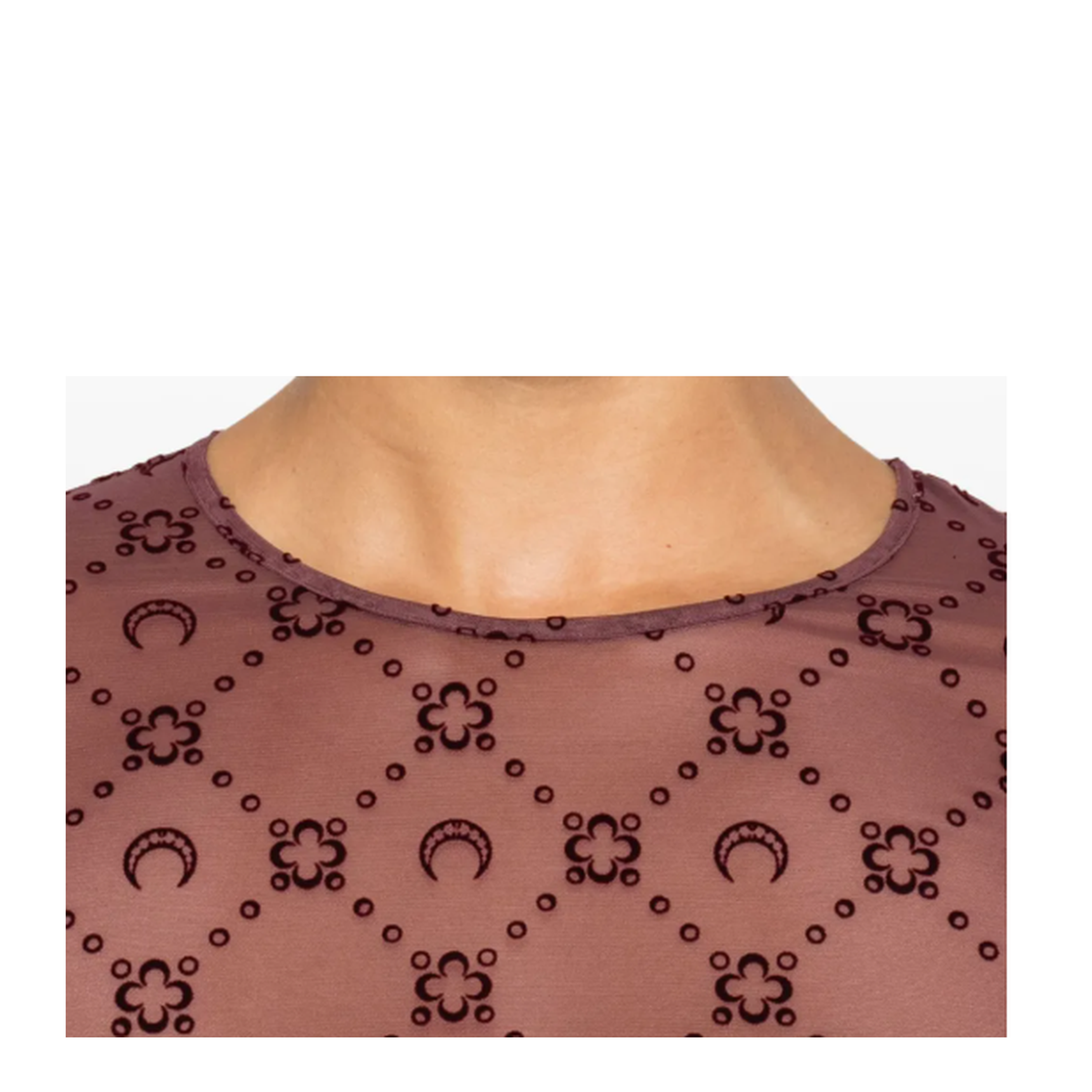 MAYFEYR - Marine Serre - Moonogram Mesh Flock Ls Mini Crewneck Dress - WDR267ACJER0005PU70