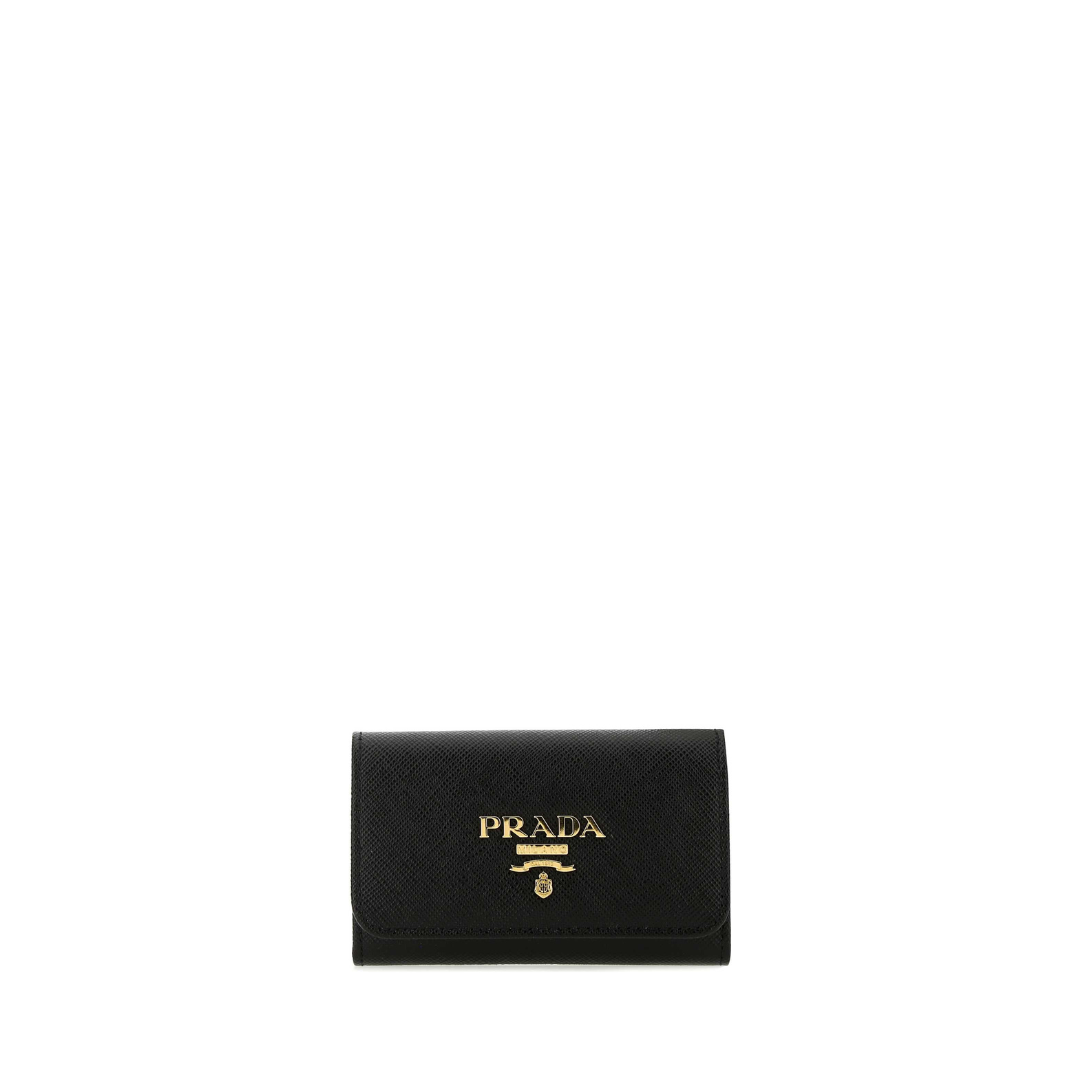 Saffiano Leather Key Pouch, Gold Hardware