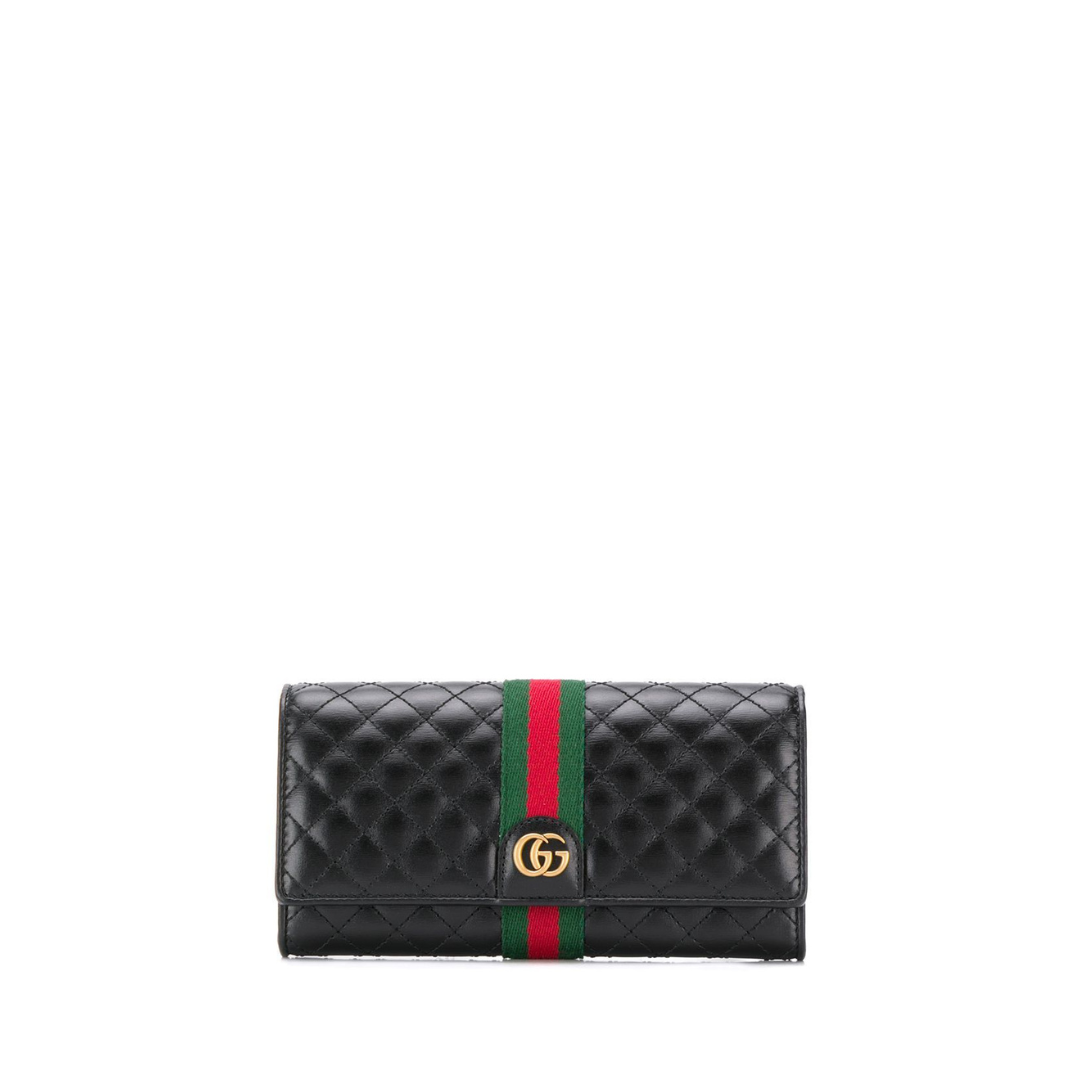 GG Webbing Quilted Long Wallet, Gold Hardware