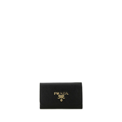 Saffiano Leather Key Pouch, Gold Hardware