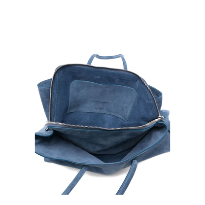 La Passeggiata Medium Suede Top Handle Bag - Sapphire Blue