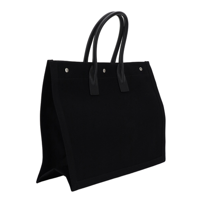 Rive Gauche Large Canvas Shopper Bags - Black