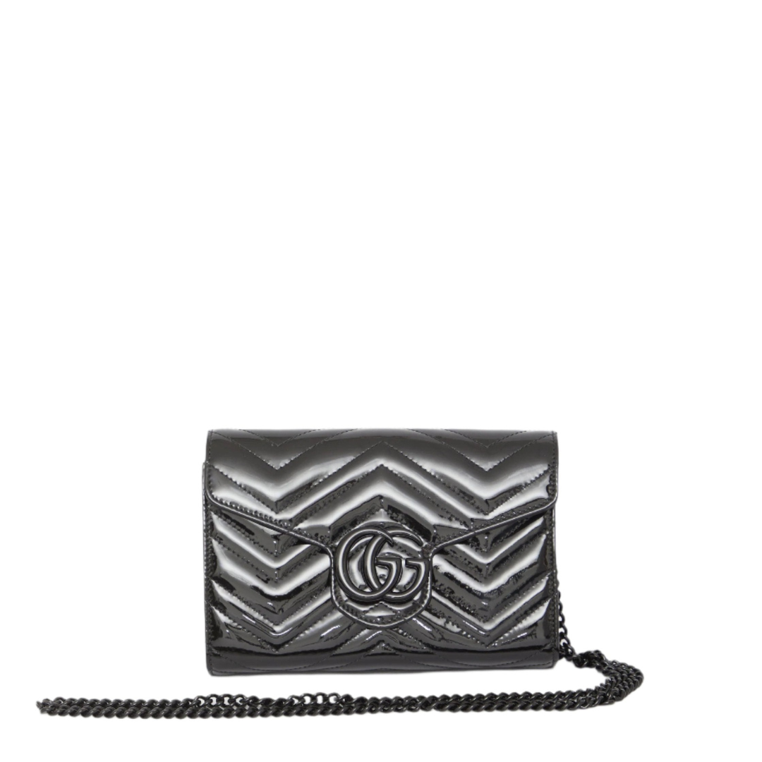 GG Marmont Patent Matelassé Shoulder Bag