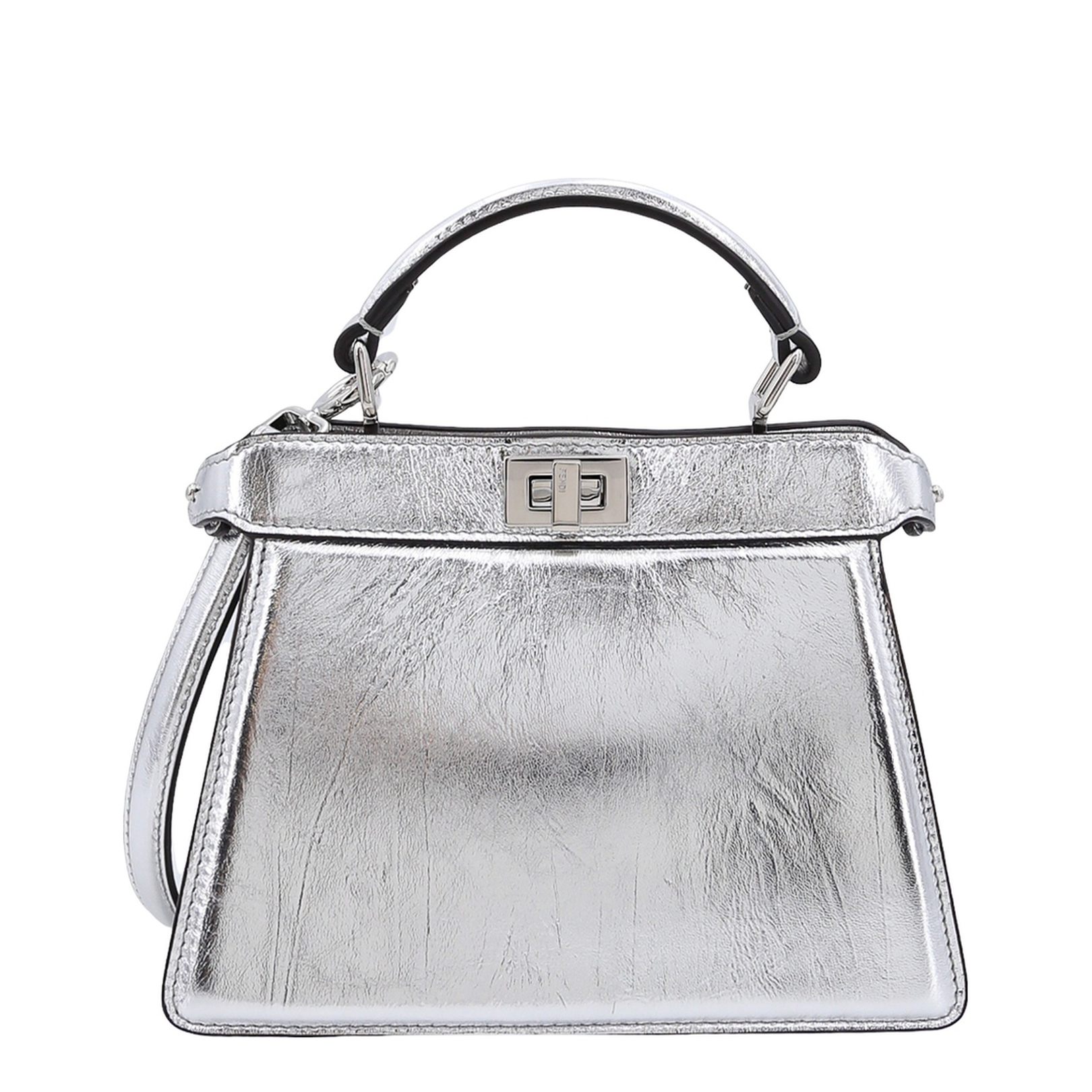 Peekaboo ISeeU Leather Top Handle Bags - Silver