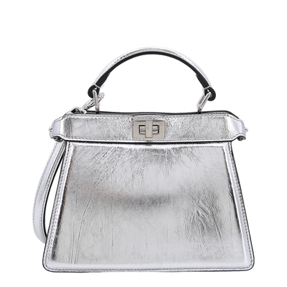 Peekaboo ISeeU Leather Top Handle Bags - Silver