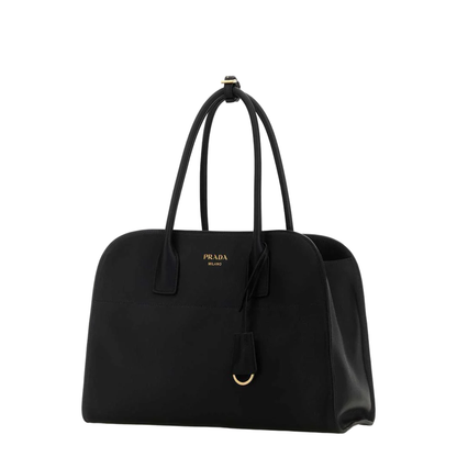 Black Leather Medium Shopping Bag