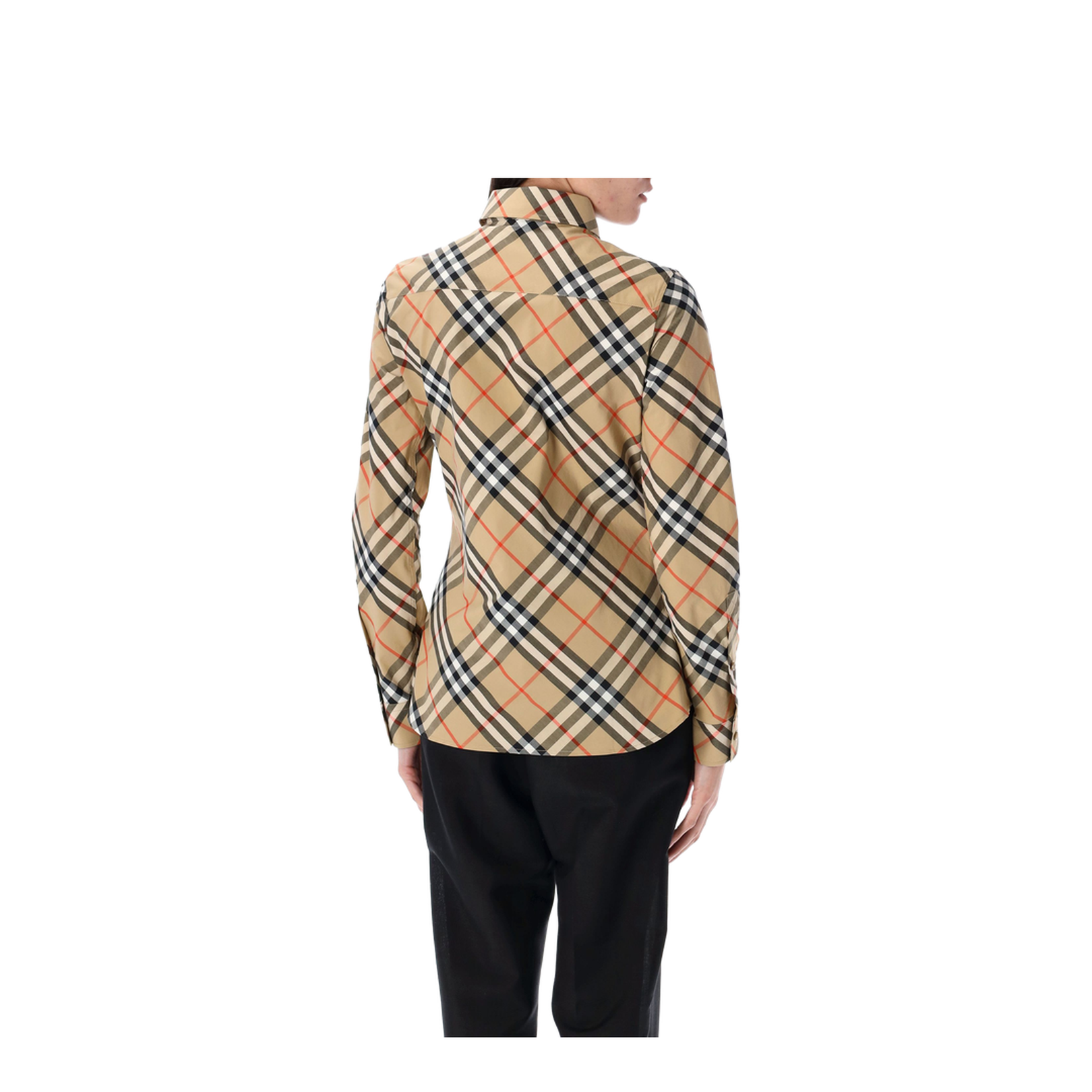 Check Cotton Shirt In Beige
